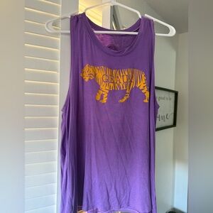 Purple Tank Top with Yellow Tiger Print